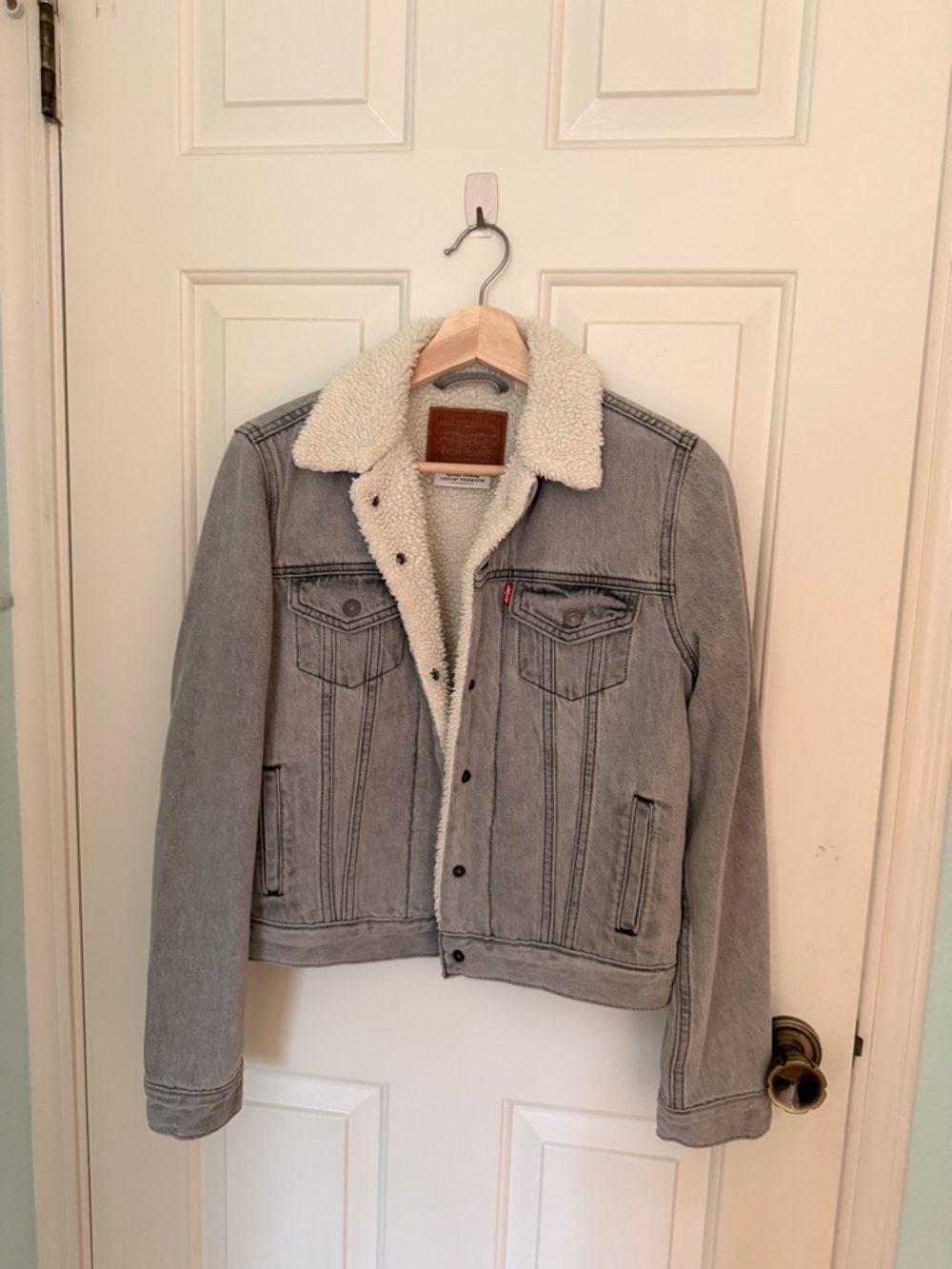 Levi's Cream-Sherpa Grey Denim Trucker Jacket